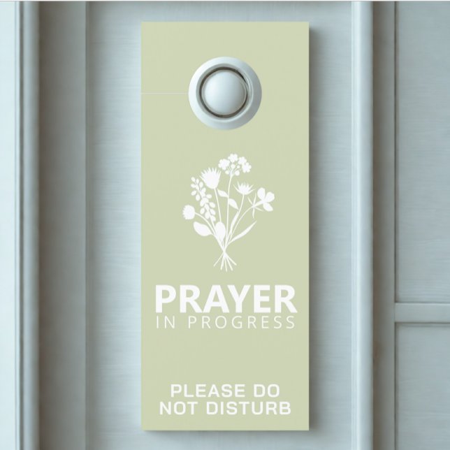 Door Hanger Of Custom Prayer Text White Flower ドアノブサイン (Modern custom prayer time do not disturb door hanger)