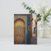 Door in Fez Morocco Travel ポストカード (スタンド正面)