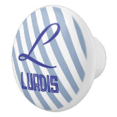 Door Knob Blue & White Stripe セラミックノブ (右)