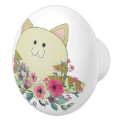 Door Knob Floral Cat Kitten セラミックノブ (右)