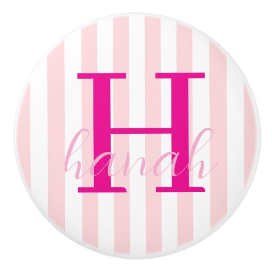 Door Knob Pink & White Stripe セラミックノブ (正面)