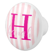 Door Knob Pink & White Stripe セラミックノブ (右)