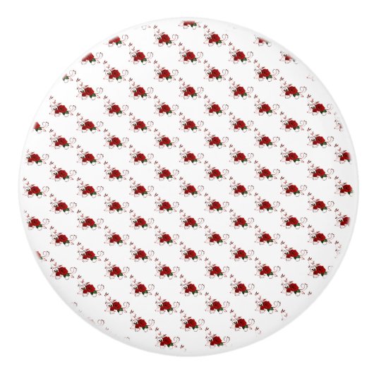 Door Knob Red Rose Floral セラミックノブ (正面)