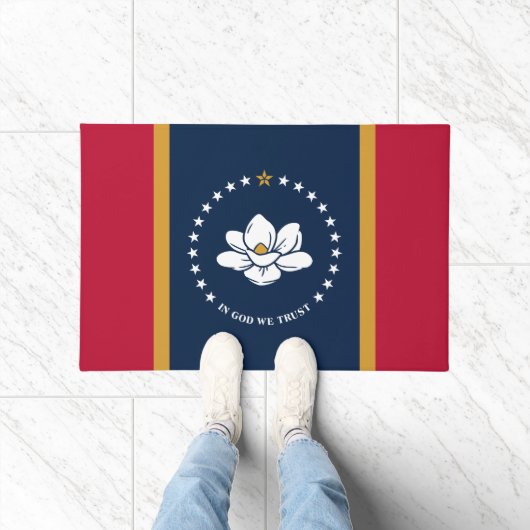 Door Mat with Flag of Mississippi State, USA ドアマット (室内)