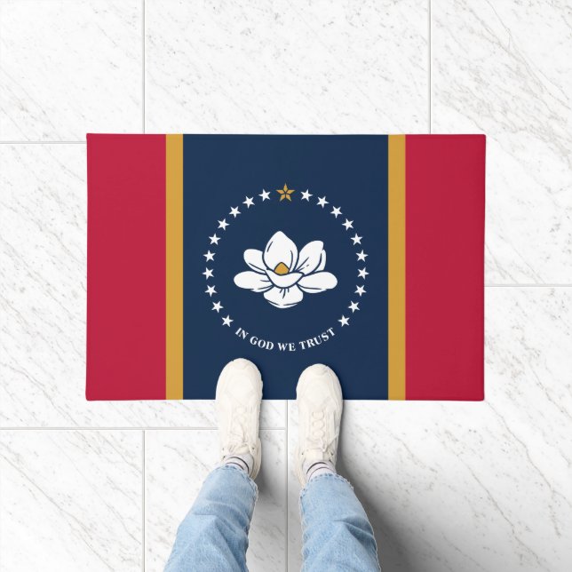 Door Mat with Flag of Mississippi State, USA ドアマット (室内)