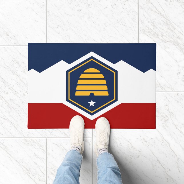 Door Mat with new Flag of Utah State, USA ドアマット (室内)