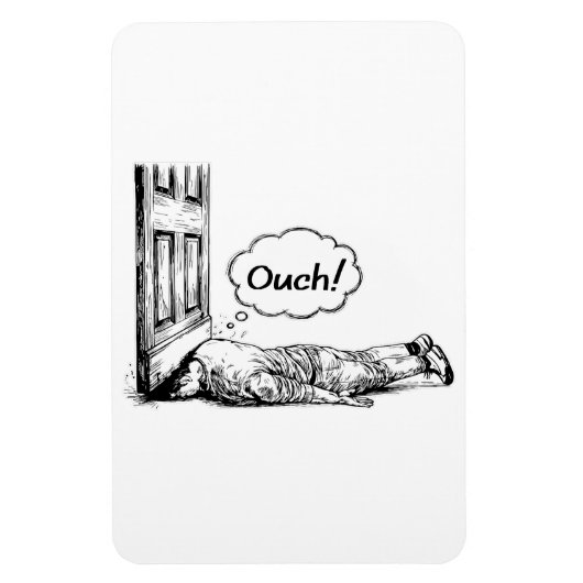 Door Slam Disaster “Ouch!” Comic Illustration マグネット (縦)