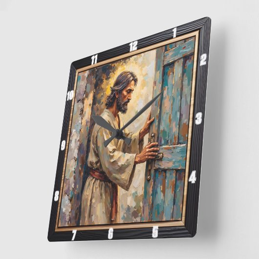 Door to Grace: A Timeless Call スクエア壁時計 (傾斜)