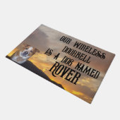 Doorbell is Dog Photo and Name | Golden Sunset ドアマット (アングル)