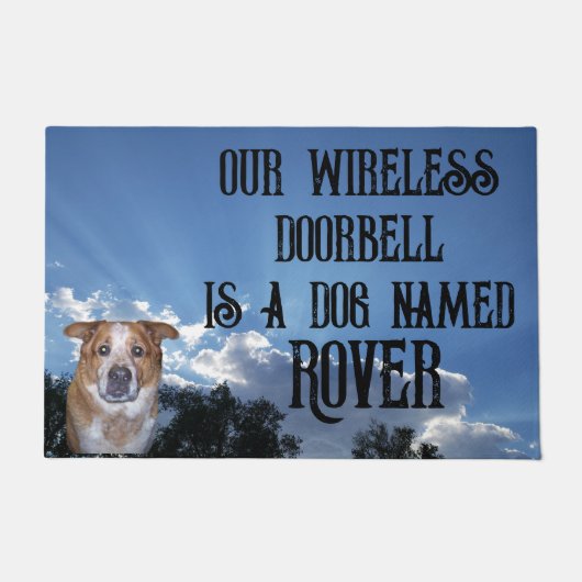 Doorbell is Dog with Name and Photo |太陽光線 ドアマット (正面)