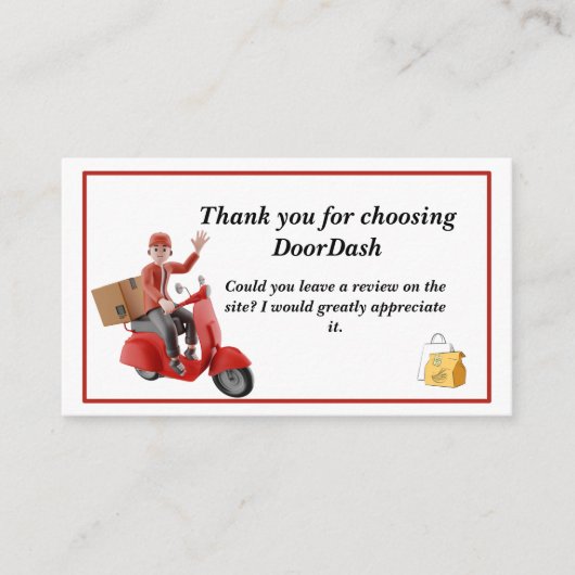 Doordash Delivery Driver Thank you 名刺 (正面)