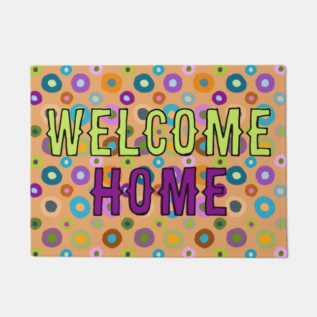 doormatおもしろいカラフルウェルカムホームオレンジ ドアマット (正面)