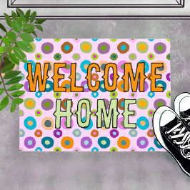 doormatおもしろいカラフルウェルカムホームピンク ドアマット