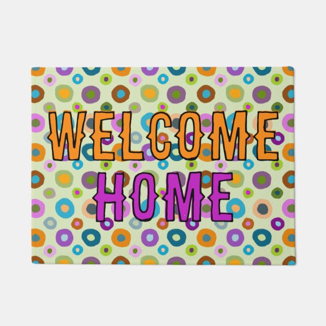 doormatおもしろいカラフルウェルカムホーム緑 ドアマット (正面)