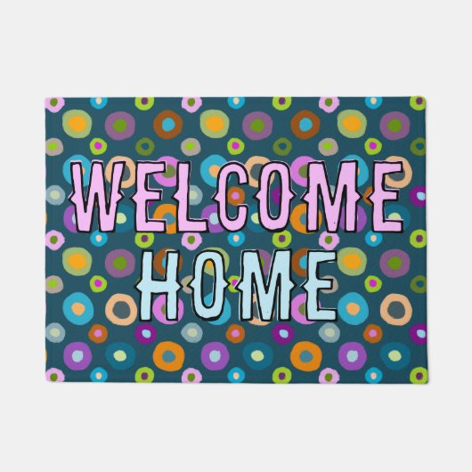 doormatおもしろいカラフル歓迎ホーム青 ドアマット (正面)