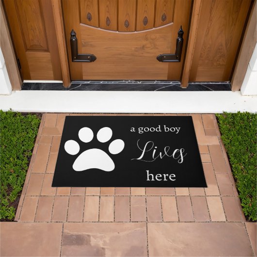 Doormat - Dog Paw - a good boy Lives Here ドアマット (室外)