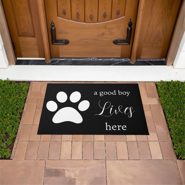 Doormat - Dog Paw - a good boy Lives Here ドアマット (室外)