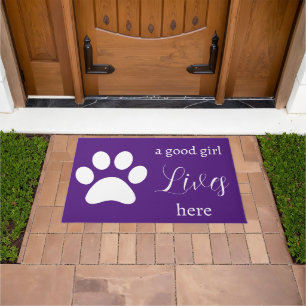 Doormat - Dog Paw - a good girl Lives Here ドアマット