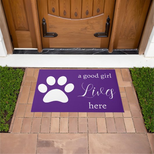Doormat - Dog Paw - a good girl Lives Here ドアマット (室外)