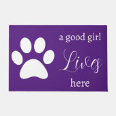 Doormat - Dog Paw - a good girl Lives Here ドアマット (正面)
