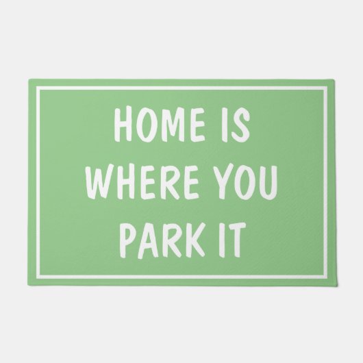 DOORMAT - HOMEはITを駐車するティール（緑がかった色） ドアマット (正面)
