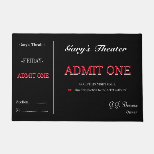 Doormat Home Movie Theater TV Room Ticket Rug ドアマット (正面)