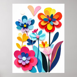 Dopamine Decor Colorful Paper Cut Flowers ポスター