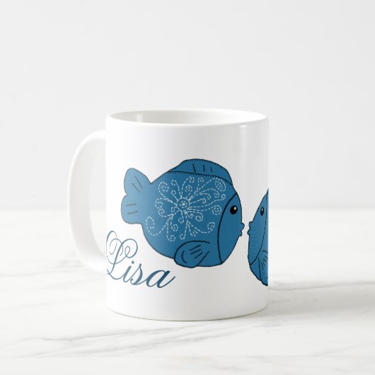 Doppelter Fisch personalisiert コーヒーマグカップ (正面左)