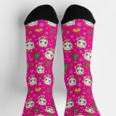 dorable Kitten And Christmas Icons Pattern Holiday ソックス (上部)