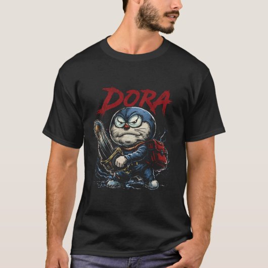 Doraemon Fatality Dark Comic Fighting Game Art Tシャツ (正面)
