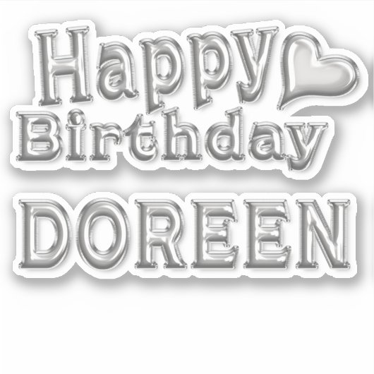Doreen Happy Birthday silver Aufkleber Sticker シール (正面)