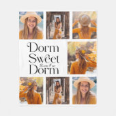 Dorm Sweet Dormフォトコラージュ付き部屋番号 フリースブランケット (正面)