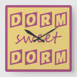 "Dorm Sweet Dorm"壁時計 スクエア壁時計