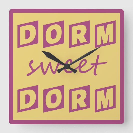 "Dorm Sweet Dorm"壁時計 スクエア壁時計 (正面)