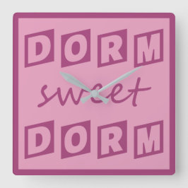 "Dorm Sweet Dorm"壁時計 スクエア壁時計
