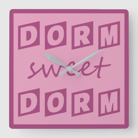 "Dorm Sweet Dorm"壁時計 スクエア壁時計 (正面)