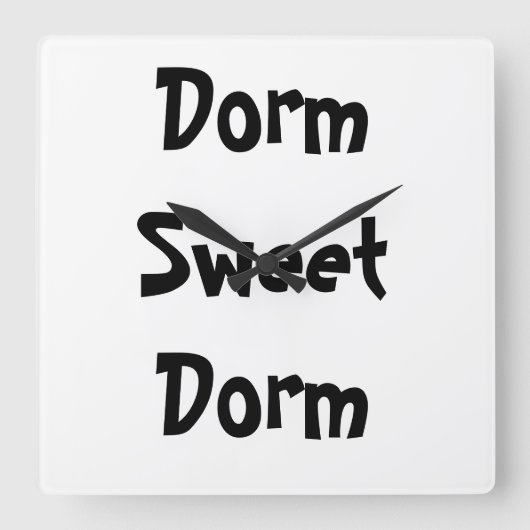 "Dorm Sweet Dorm"壁時計 スクエア壁時計 (正面)