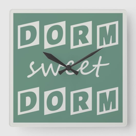 "Dorm Sweet Dorm"壁時計 スクエア壁時計 (正面)