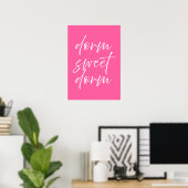 Dorm Sweet Dorm Pink Poster | Preppy Dorm Wall Art ポスター (ホームオフィス)