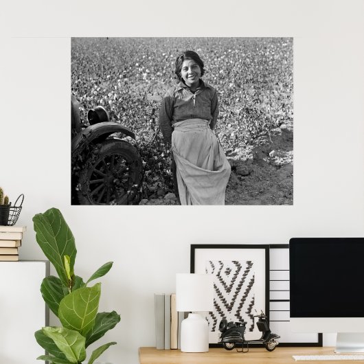 Dorothea Langeによる綿畑の移住労働者 ポスター (ホームオフィス)