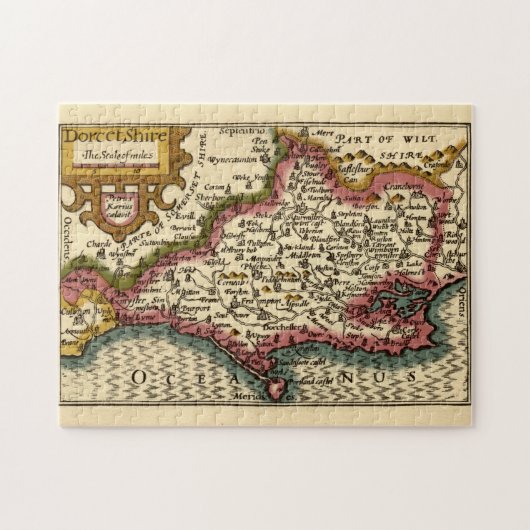 Dorset Dorsetshire County England Old Historic Map ジグソーパズル (横)