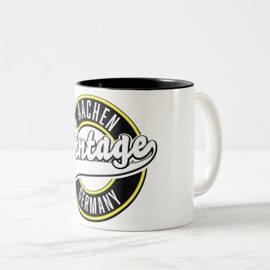 Dortmundヴィンテージスタイルロゴ、Two-Toneコーヒーマグ ツートーンマグカップ (正面右)