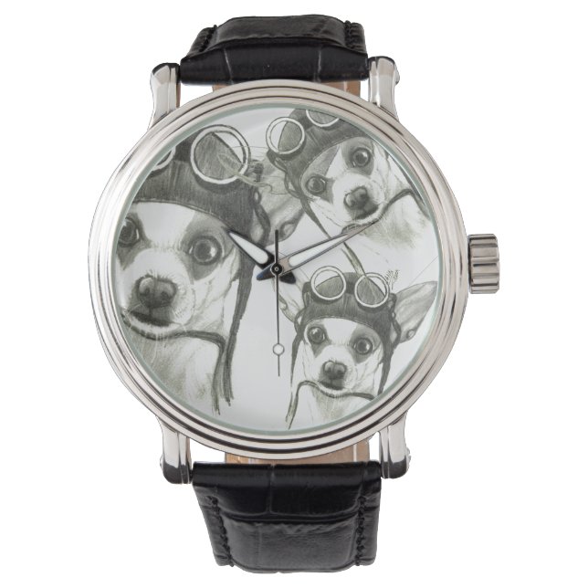 Dory the ChiWee(Tiny Chihuahua)by Carol Zeock 腕時計 (正面)