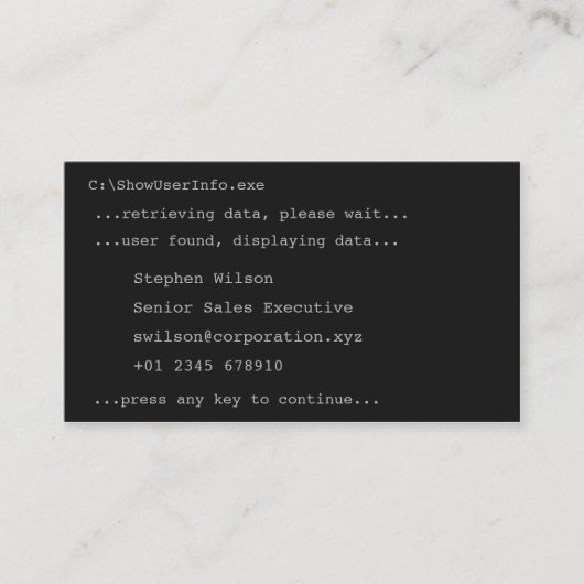 DOSのスタイルのノベルティの名刺 名刺 (正面)