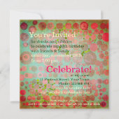 Dosドットピンク |レトロバブル50th誕生日パーティー 招待状 (裏面)