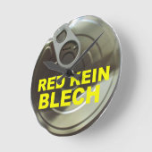 Dosendeckel-Uhr mit Text: "RED KEIN BLECH" ラウンド壁時計 (傾斜)