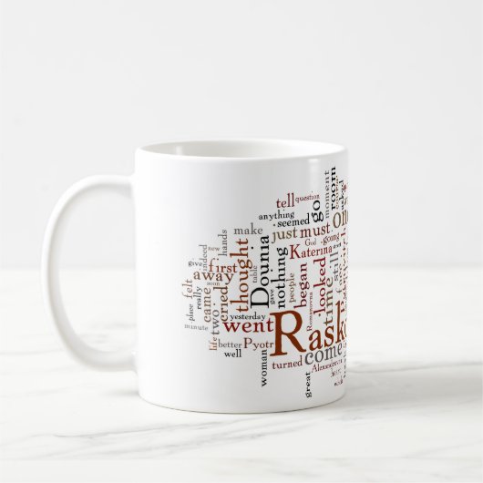 Dostoevskyの罪および罰の単語 コーヒーマグカップ (左)