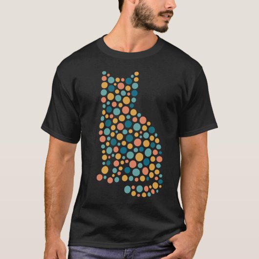 Dot 国際的 DayメンズTシャツキャットカラフル Tシャツ (正面)