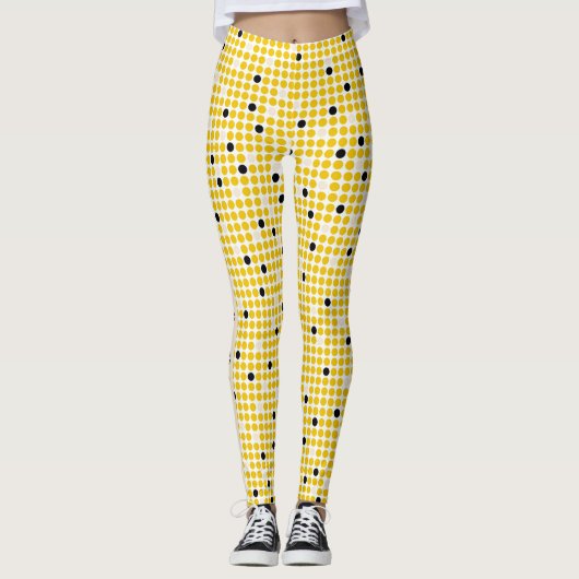 Dot Matrix - Yellow Cream Black-Text Option レギンス (正面)