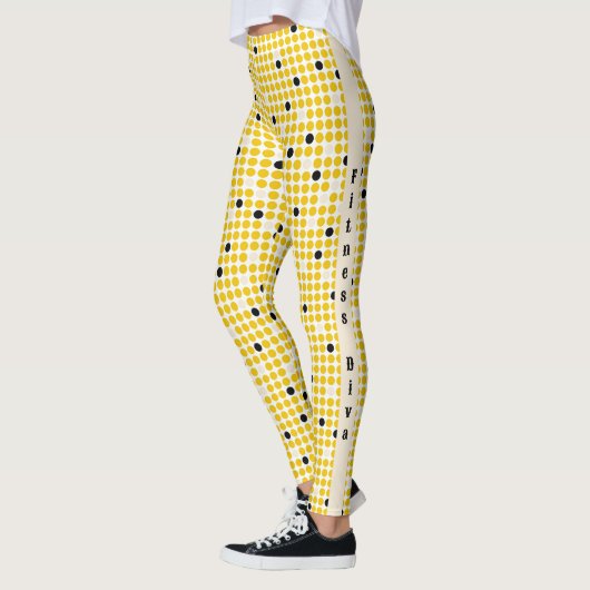 Dot Matrix - Yellow Cream Black-Text Option レギンス (左)